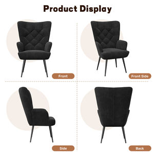 Sillón Convertible de Terciopelo Estilo Moderno de Mediados de Siglo, Resistente, con Botones, Respaldo de Ala, Patas de Metal, para Sala de Estar, Hogar, Apartamento, Comedor - Product Image 6