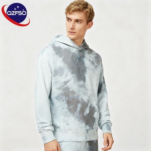 New Arrival Men's 100% Cotton Tie Dye Sweatshirt Custom OEM Design Solid Pattern Lined Hooded Collar Autumn Knitted Hoodie - Product Image 1