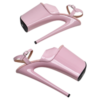 Sandales à talons hauts exotiques pour femmes, 23cm/9 pouces, avec bride à la cheville et sangle croisée, chaussures de danse