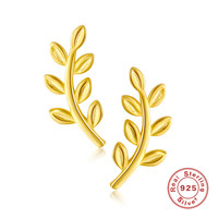 Boucles d'oreilles clous en argent sterling S925, motif feuille, polyvalentes, créatives, pour étudiants, style feuille de forêt