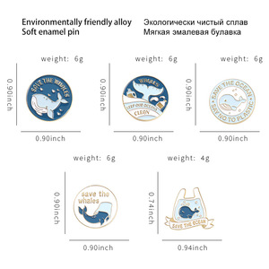 Dessin animé Protection des animaux marins thème Blouse broche baleine sac à dos Badge broche unisexe décoration cadeau - Product Image 2