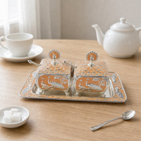 Ensemble de 2 pots à sucre en métal argenté, pot à lait, plateau de service avec cuillère, pot multi-usages, cadeau d'entreprise