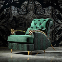 Chaise de canapé simple de conception classique-Dossier de boucle de luxe, accoudoir de serpent d'or, loisirs pour la chaise