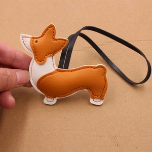 Women's Fashion Light <b>Keychain</b> Cute Puppy Decorations Accessory Car & Dog Pu Leather Bag Pendant - Product Image 1