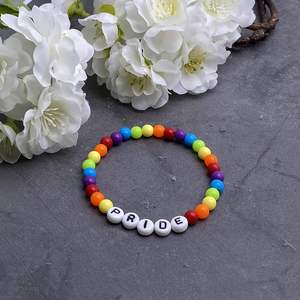 Bracelet lesbien <span class=keywords><strong>bi</strong></span> trans queer gay, bracelet en acrylique avec lettres arc-en-ciel, bracelet de fierté LGBT - Product Image 2