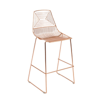 Ensemble de salle à manger de luxe pour patio, 3 pièces, mobilier de jardin extérieur, table haute en métal rose doré et 2 chaises