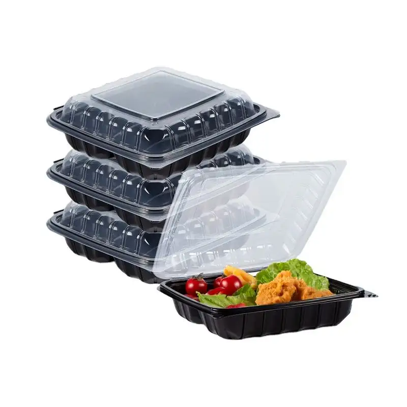 High Quality Manufacturers clamshell microwavable takeout hard plastic PP biodegradable food container with hinged lid