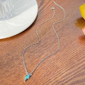 Collier pendentif éclair vintage pour femmes, style punk, collier à breloques turquoise, bijoux bohèmes simples - Product Image 4