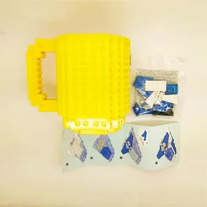 Factory Outlet 13Oz Món Quà Item DIY Legos Nhựa Xây Dựng Trên Gạch Mug Tùy Chỉnh Sáng Tạo Câu Đố Đồ Chơi Cho Trẻ Em Lego Chai