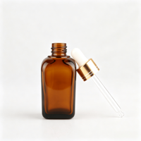 Benutzerdefiniertes Logo Goldprägung 30ml Bernsteinfarbene Quadratische Tropfflasche aus Glas Ätherisches Öl Serum Kosmetikverpackung mit Angepasster Box