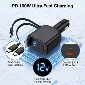 STW new 4-1 retractable car <b>charger</b> <b>type</b> 2 to <b>type</b> 2 car <b>charger</b> and cord <b>type</b> <b>c</b> - Product Image 3