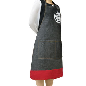 Delantal de Cocina con Dos Bolsillos Grandes para Chef, Delantales de Cocina para Mujer y Hombre, Delantal de Mezclilla Gris Oscuro con Borde Rojo - Product Image 2