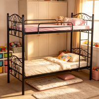 Lit superposé en acier noir au design moderne avec échelle pour dortoir et chambre à coucher