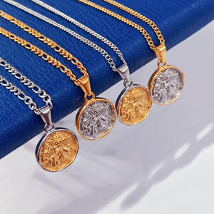 Collier à main Hasma sans ternissement bijoux plaqués or personnalisés vente en gros en acier inoxydable Cupidon ange boussole pendentif collier Zeus - Product Image 5