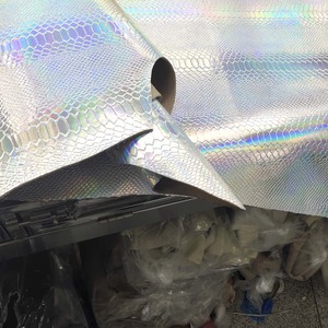 Snake Embossed Leather Metallic Silver <strong>Python</strong> Skin <strong>Real</strong> Cowhide for Shoes Handbags - Product Image 5