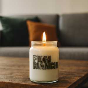 Fiori Bianchi Scented Glass Jar <b>Candles</b> 510g <b>Large</b> Jasmine Fragrance Home Decor - Product Image 5