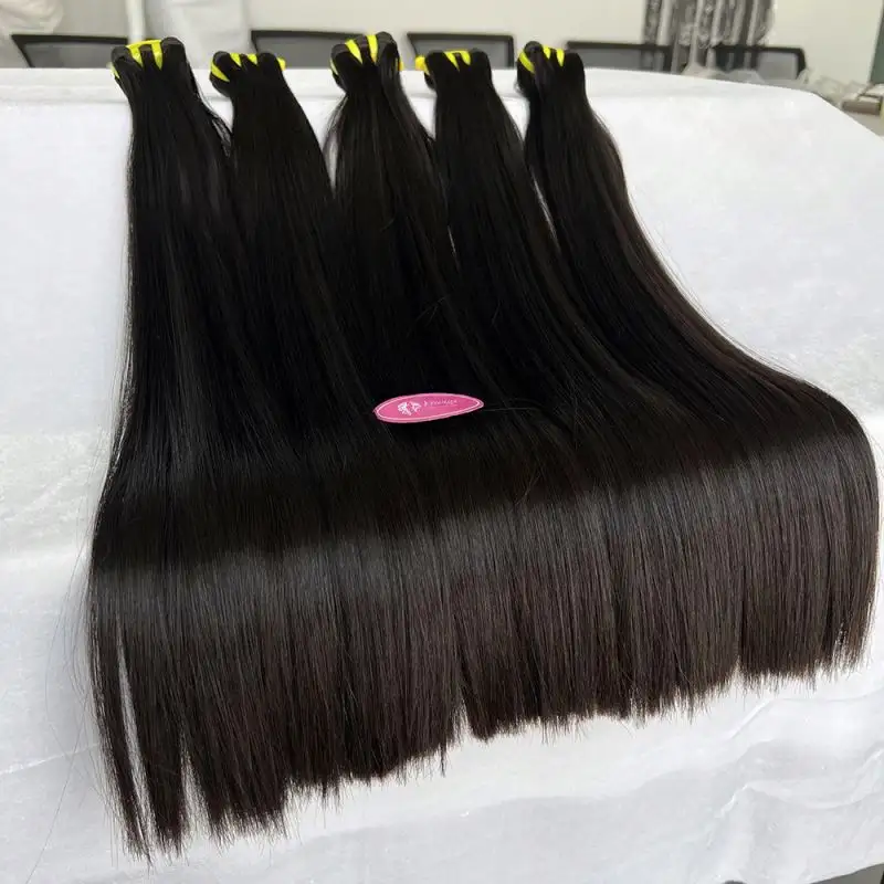 グレード12Aスーパーダブルドローストレートヘアバンドル、人毛エクステンション最高品質のベトナムの生毛