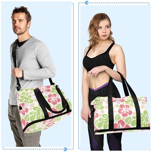 Custom Recycled Eco Friendly <b>Small</b> Hibiscus Print Overnight <b>Bag</b> Expandable Foldable Sports Gym <b>Women</b> <b>Duffle</b> <b>Bag</b> - Product Image 5