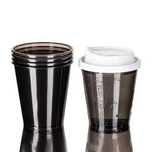 Gobelet à café noir transparent de 90 mm de diamètre, multi-spécifications, en plastique PP épaissi avec couvercle, qualité alimentaire pour boissons froides/chaudes - Product Image 1