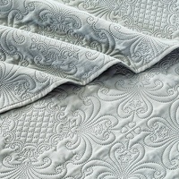 Couvre-lit matelassé lavable en machine à ultrasons, literie toutes saisons, couvre-lit matelassé uni, motif de plantes et de fleurs, 1,8 m, application