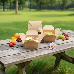 Conteneurs alimentaires portables écologiques en papier enduit biodégradable en vrac, auto-montables, jetables, bols à salade - Product Image 3