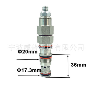 Válvula de equilibrio de cartucho roscado hidráulico de 315 bar y 100 L/min para control de presión en contrapeso de grúas - Product Image 3