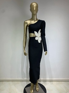 Chic Women's Single Shoulder for Bandage Dress Long Floral Evening &amp; Birthday <strong>Party</strong> Fitness <strong>Apparel</strong> Made from <strong>Sexy</strong> Chiffon