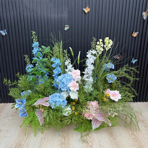 Monet Flores do Jardim Primavera Artificial Floral Ball Runner Arch, Janela Layout Paisagem Roxa Simulação Flor Artificial - Product Image 3