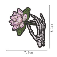 Patchs brodés thermocollants Crâne Gothique Floral pour Veste et Sac à Dos