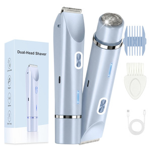 Rasoir électrique 2-en-1 à double tête détachable, sans douleur, utilisation humide et sèche, pour femme, tondeuse bikini et rasoir pour poils pubiens - Product Image 1
