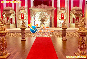 Decoración de escenario de boda de estilo moderno, decoración de escenario de boda con temática dorada, impresionante, de estilo bohemio - Product Image 4