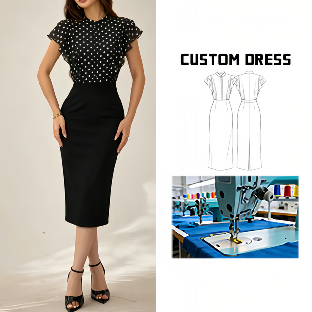 9613 Long DressStylish Elegant Goddess-Like High-End Lace Polka-Dot Summer Illusion Celebrity-Style