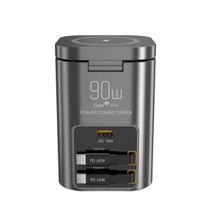 Estación de Carga <span class=keywords><strong>6</strong></span> en 1 de 90W con Cable USB-C Retráctil, Combinación de <span class=keywords><strong>Cargador</strong></span> USB y Tira de Alimentación, <span class=keywords><strong>Cargador</strong></span> Inalámbrico Magnético Plegable - Product Image 3