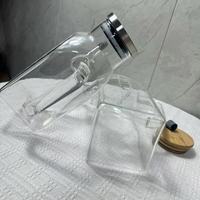 Bocal en verre de stockage d'huile de noix de coco créatif populaire avec bouteille d'huile à couvercle hermétique pour huile d'olive, miel