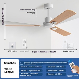 Hiện Đại Đơn Giản Ánh Sáng Miễn Phí DC Động Cơ Điện Quạt Trần Điều Khiển Từ Xa 5 Lưỡi Lớp Một Năng Lượng Hiệu Quả Khách Sạn Sử Dụng 52-Inch - Product Image 6