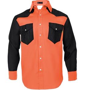 NFPA HRC 2 ملابس عمل آمنة من نغمتين قميص عمل غربي طويل الأكمام مقاوم للهب شعار مخصص - Product Image 2