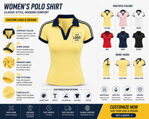 เสื้อโปโลออกกำลังกายผู้หญิงทรงสลิมฟิต ดีไซน์ OEM คอวี แถบสีตัดกัน แขนสั้น เสื้อยืดกีฬา - Product Image 3