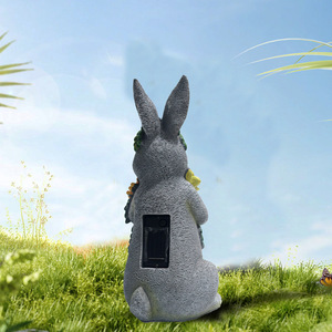Adorno de Conejo Suculento con Energía Solar, Decoración para Jardín y Césped, Escultura de Animal con Apariencia de Piedra - Product Image 2