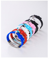 Bracelet en silicone et acier titane lumineux, tendance et brillant, pour couple, avec logo gravé au laser, personnalisable
