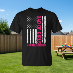 Camiseta Dad Of Girls Outnumbered con diseño de bandera americana, camiseta negra para hombre - Product Image 3