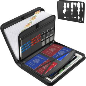 Portable 13-Pocket Fireproof Expanding <strong>File</strong> Folder PP Leather A4 <strong>Pattern</strong> Accordion Document Organizer Business Storage Filing - Product Image 5