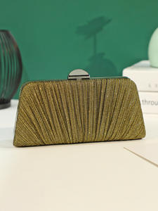 High Fashion Square Pillow Shape Polyester <b>Glitter</b> Pleats Clutch <b>Bag</b> Chain Strap Magnetic Closure for Socialite Party Send Rival - Product Image 6