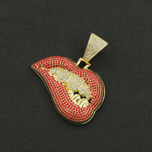 Pendentif Lèvres et Dents Rose Rouge Exquis Personnalisé, Accessoires Tendance Cool et Exagérés, Pendentif Multi-Styles, Bijoux de Mode - Product Image 3