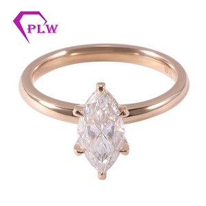 Anillo de oro amarillo de 14 quilates Anillo de diamantes Moissanite Anillo de compromiso de oro macizo de <span class=keywords><strong>1</strong></span>.5 quilates Marquesa - Product Image 1