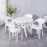 Table en plastique durable et écologique, table de jardin ronde multifonctionnelle en plastique coloré pour une utilisation en extérieur dans la cour
