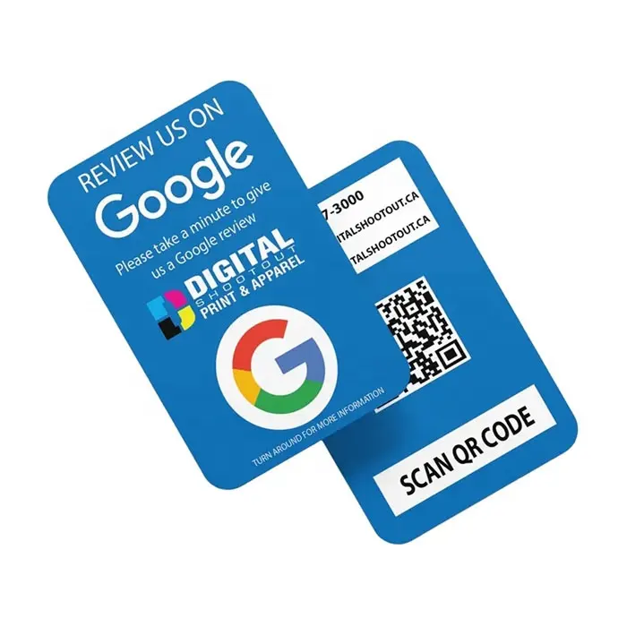 Kartu kontrol akses ulasan Google yang dapat diprogram kustom Nfc Ntag213 215 216 kartu ulasan Google dengan kode Qr