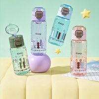 Bouteille d'eau en polycarbonate de 520 ml avec paille, double gobelet, anti-fuite, portable, pour le sport et les voyages, logo personnalisé