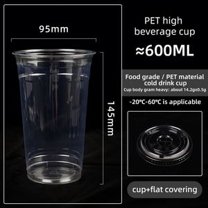 Custom Printed LOGO Disposable Transparent Single Wall PET Plastic <b>Cups</b> with Lid for Smoothies <b>Cold</b> Ice Coffee Slush Milk Tea - Product Image 1