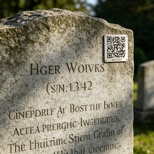 <span class=keywords><strong>Plaque</strong></span> commémorative personnalisée en acier inoxydable avec code QR, gravure personnalisée, panneau de pierre tombale durable, marqueur de sépulture en métal, étiquette funéraire - Product Image 2