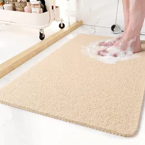 Tapis de bain antidérapant en PVC, 1 pièce, pour salle d'eau, baignoire, de douche, séchage rapide, porte, sol